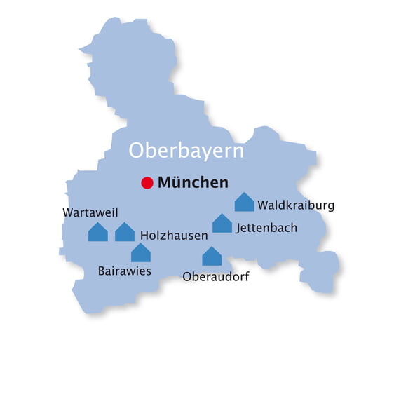 Karte Schullandheime Oberbayern